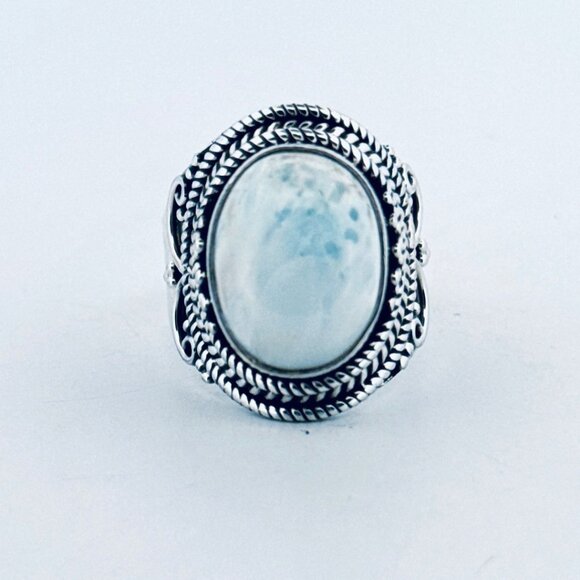 Sterling Silver 925 Ring Rainbow Moonstone, Blue Fire Gemstone Bohemian Sz 9.5 - Picture 1 of 9